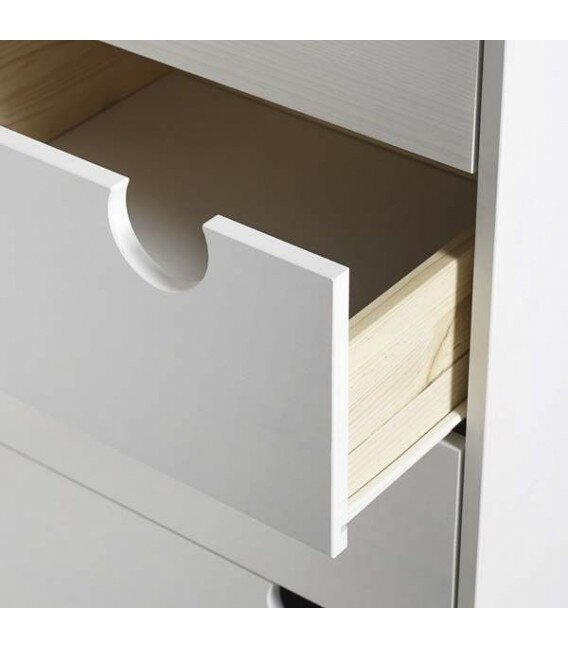 Commode blanc 4 tiroirs bois naturel