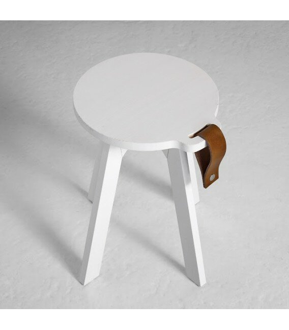 Tabouret / Chevet Country blanc