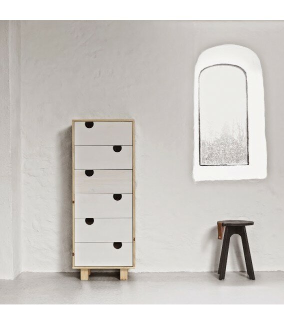Commode naturel 6 tiroirs blanc